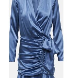 Veronica Beard Agatha Silk Blend Dress in Steel Blue